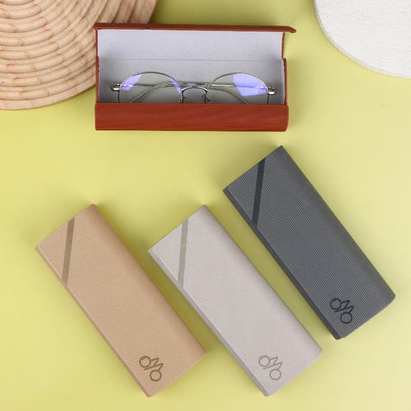 Minimalistiskt randigt glasögonfodral i läder, bärbart glasögonfodral Light yellow