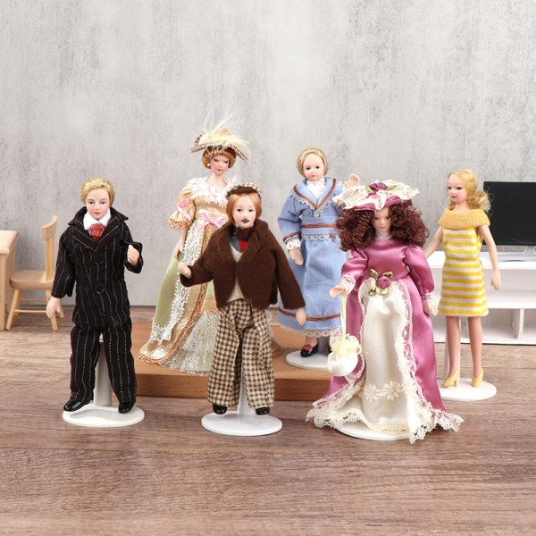 1:12 Dollhouse Doll People -malli Victorian Girl Dress British S 3#