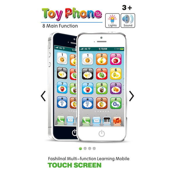 Baby Smart Touch mobiltelefon legetøj med LED pædagogisk legetøj Black