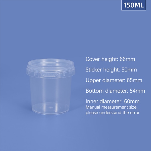 150ML-1500ML plastikspande + låg - tomme hvide med håndtag - 1500ML