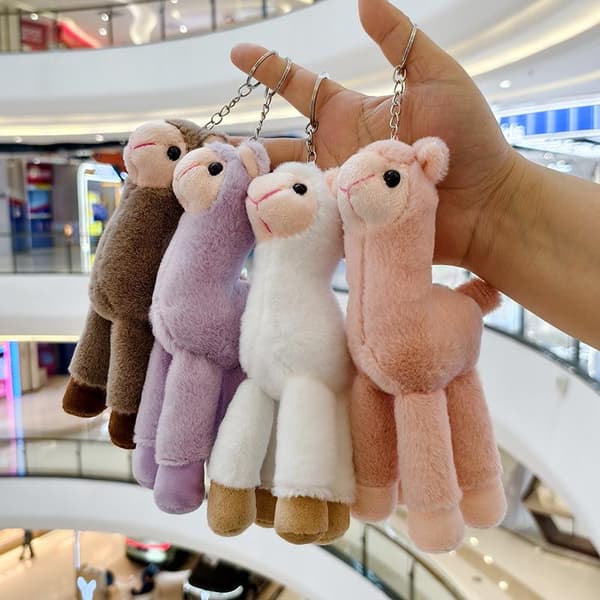 Blød og håndlavet vedhæng nøglering gave alpaca nøglering får D