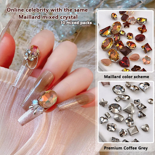 30 st 3D glänsande platt botten inläggningar strass Nail Art Decorati C