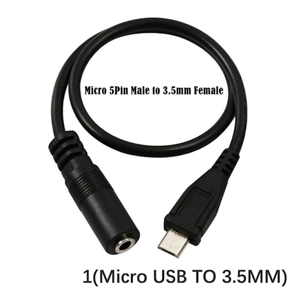 Adapter för mikro USB till 3,5 mm-jack för hörlurar hörlurskabel 1(Micro USB)