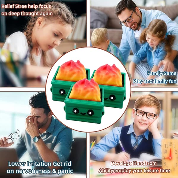 Dumpster Fire Clickie Fidget Emotionellt Stöd Kontorsbordsdeko A1