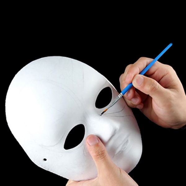 Helmask Pappers Blank Vit Halloween Cosplay Katt Målningsbar Male