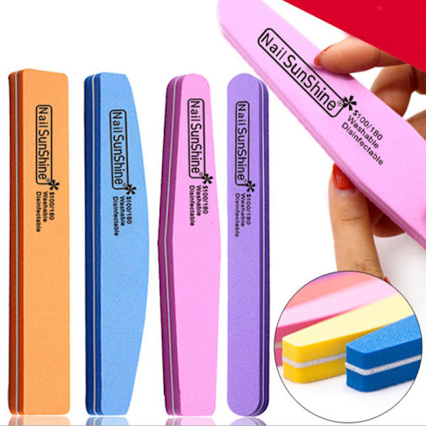10st set Tvättbar nagelfil med slipsvamp Straight