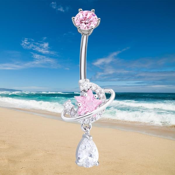 Krystall Dingle Navlepiercing Ringer Rustfritt Stål Zirkon Univer B