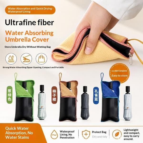 Mikrofiberparaply Stark vattenabsorption Förvaringsväska Vikbar A3
