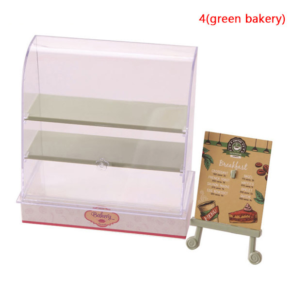 1:12 Dockhus Miniatyr Tårt Vitrinskåp Modell Hantverk Dekor 4(green bakery)