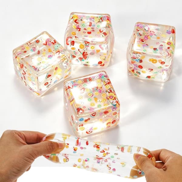 Färgglad Transparent Kub Leksak Fruktkonfetti För A4