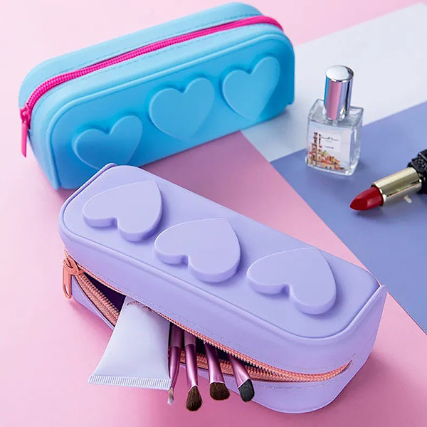 Fyrkantig silikon kosmetisk förvaringsväska Travel Makeup Brush Organi Blue
