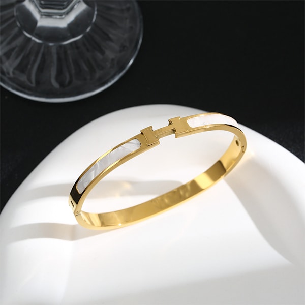 Titanstål H bokstavsarmband Fashion Shell Light Luxury Wri Silver