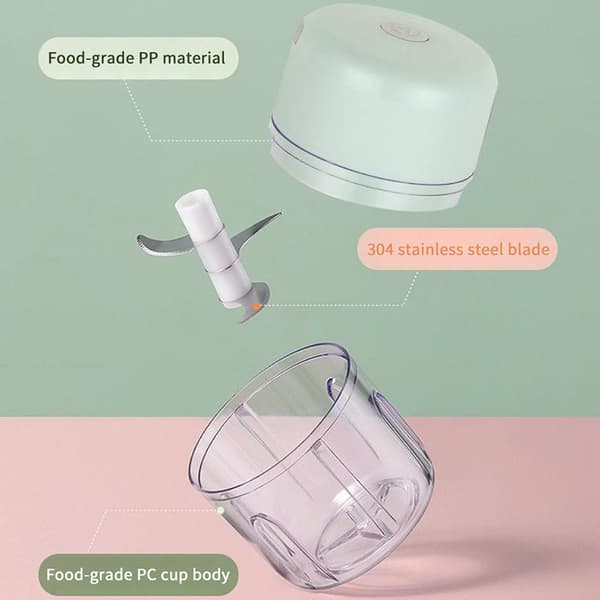Multifunksjonell elektrisk hvitløk per 100/250 ml bærbar grønnsak Green 250ML