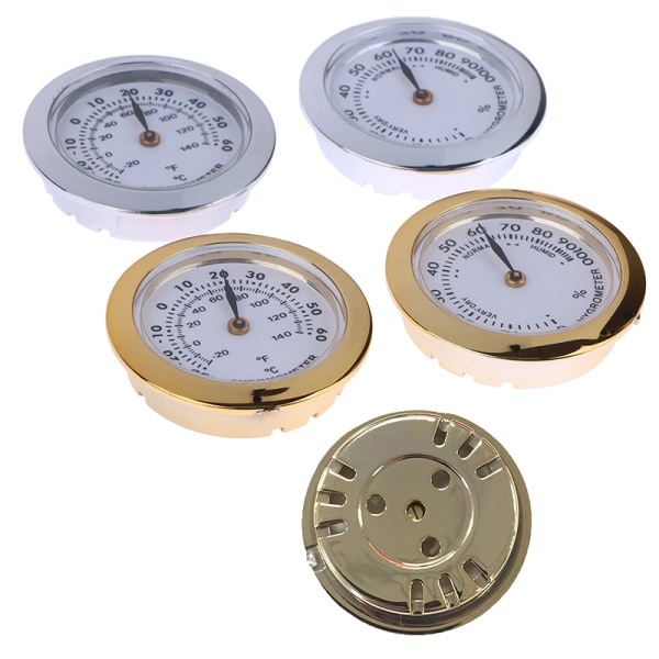 Direct Pin Embedded 37mm Pointer Mini Termometer Hygrometer Fo Thermometer Gold