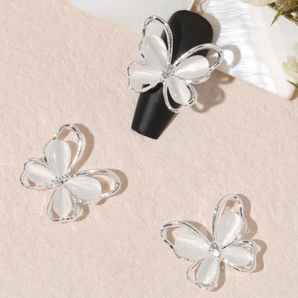 3 kpl Nail Art Charm 3D Cat's Eye Butterfly strassit Nail Dri B 3Pcs
