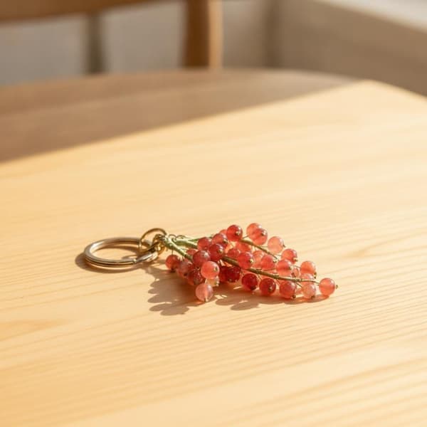 Handvävd Pärlnyckelring med Vindruvor, Simulerad Fruktnyckelring med Pärlor A3