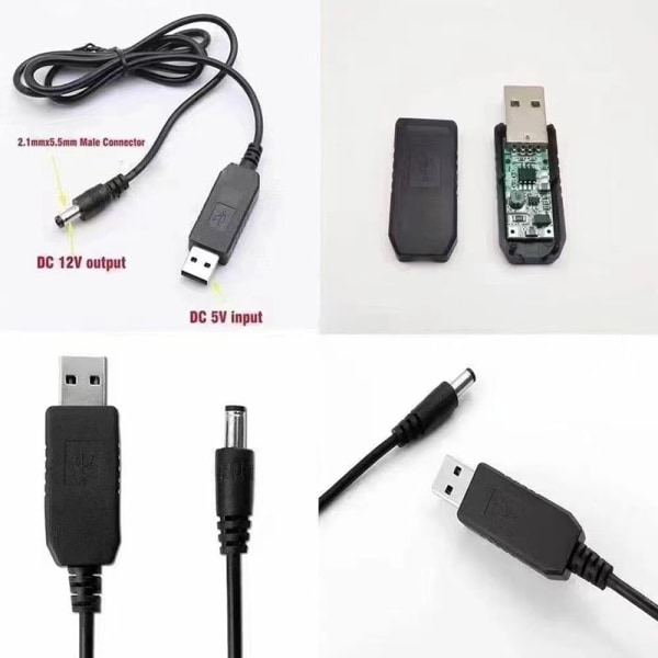 USB til likestrømkabel 5V til 12V Boost Converter 8 adaptere USB A4