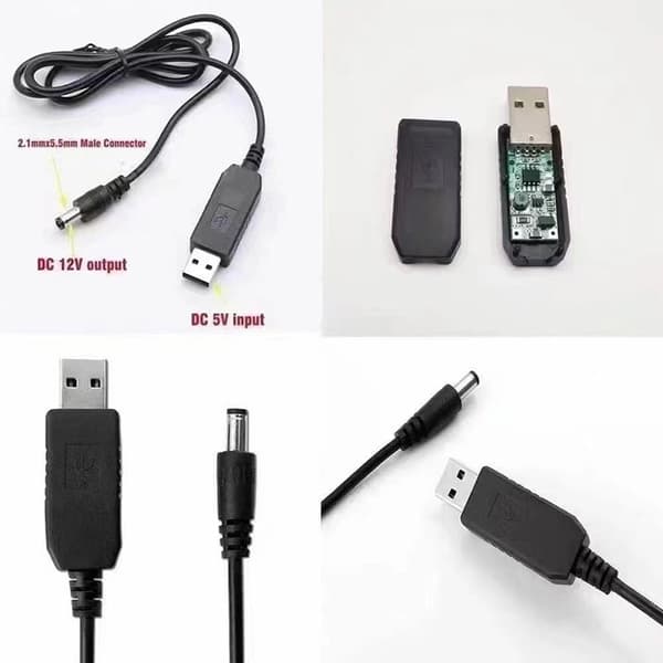 USB til likestrømkabel 5V til 12V Boost Converter 8 adaptere USB A8