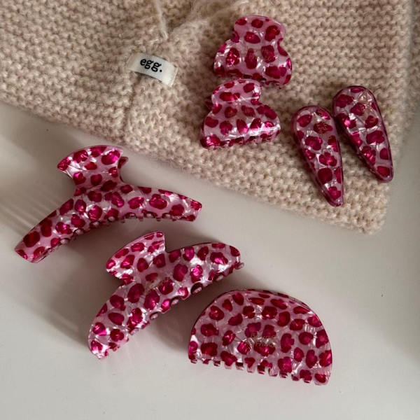 Pink Leopard Print Eddikesyre Hårklemme Alsidig Hår Accesso 04
