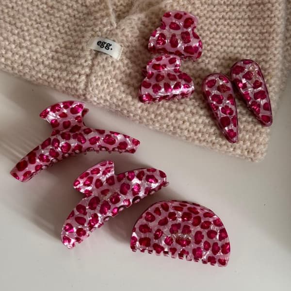 Pink Leopard Print Eddikesyre Hårklemme Alsidig Hår Accesso 05