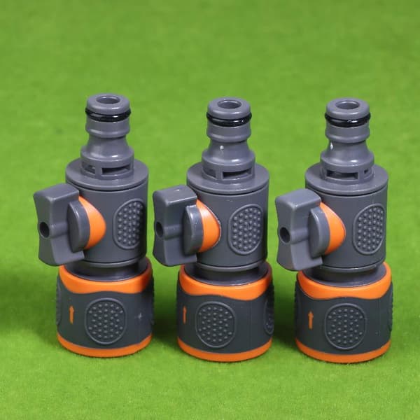 3 stk. lynkobling haveslangeadapter med kugleventil til have 3Pcs