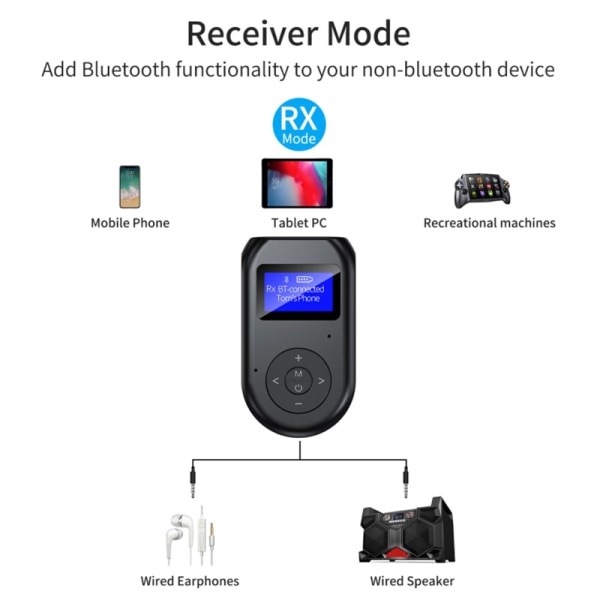 3-i-1 Bluetooth-kompatibel mottaker sender trådløs BT 5.