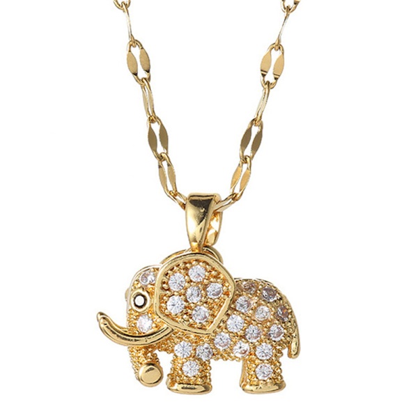 Kvinners luksus Cubic Zirconia Elephant Anheng Halskjede Stainle