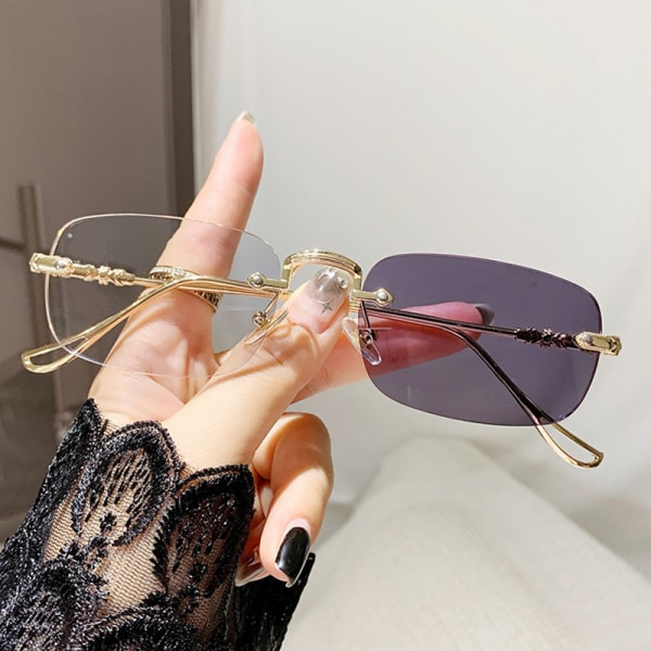 Photochromic Anti Radiation kehyksettömät lasit naisille miehille Rec Silver normal