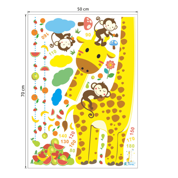 apa giraff barn höjd djurdekal dekor väggdekal röding