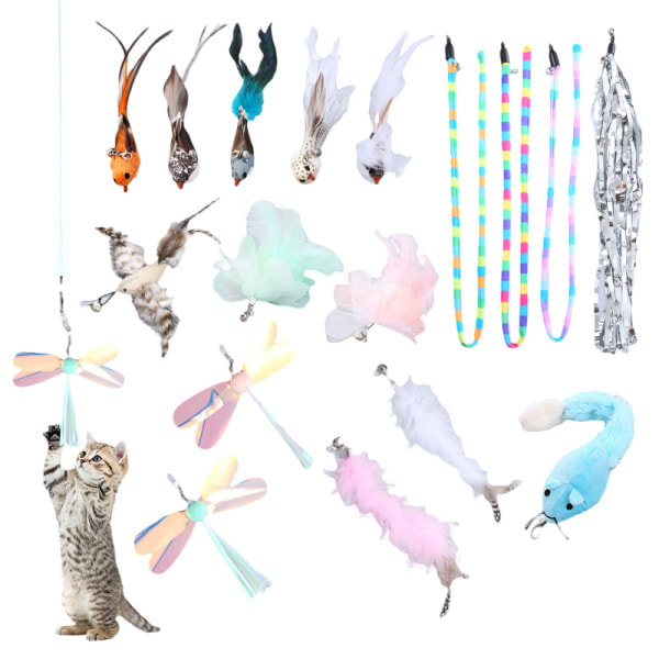 Pet Cat Toy Funny Cat Stick Feather Replacement Head Kitten Int 13
