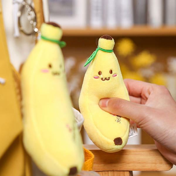 Ny banan Plys legetøj frugtfyldte dukker nøglering feriegave