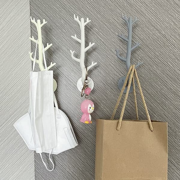 Branch Hook Wall Decor Avaimenpidike Organier Säilytys Tarrakoukut White