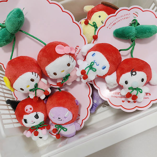 Cherry plysch docka hänge Kawaii mjuk fylld nyckelring prydnad A3