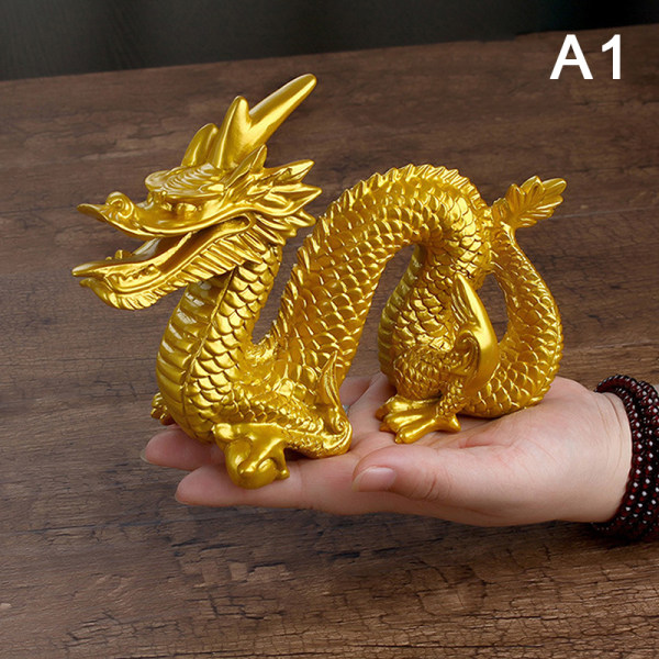 Hyväntekevä lohikäärmepatsaan hartsiveistos Feng Shui -koristelu Bronze