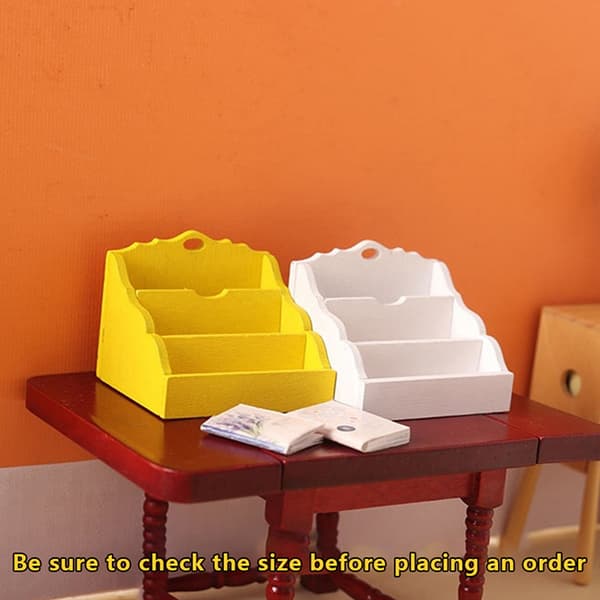 1:12 Dollhouse Miniature Desktop Storage Rack Organizer Box Boo White