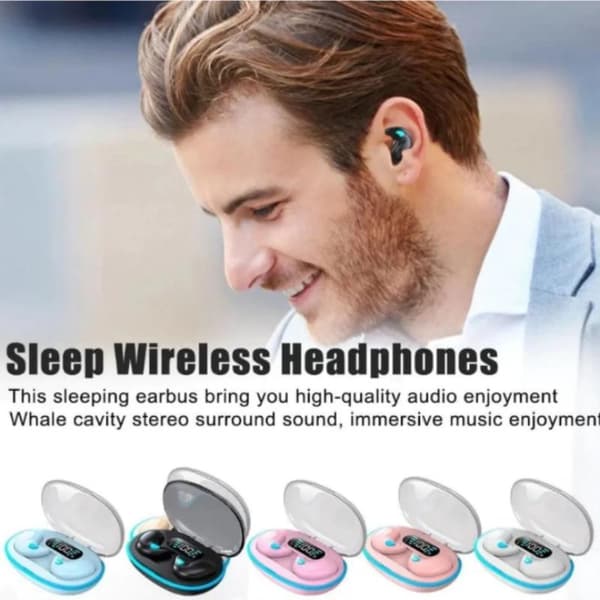 Trådlösa Mini Bluetooth-hörlurar med gratis Freebie BT5.3 Sleep White