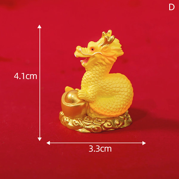 Zodiac Golden Ingot Dragon Animals Figurines Car Dashboard Des D