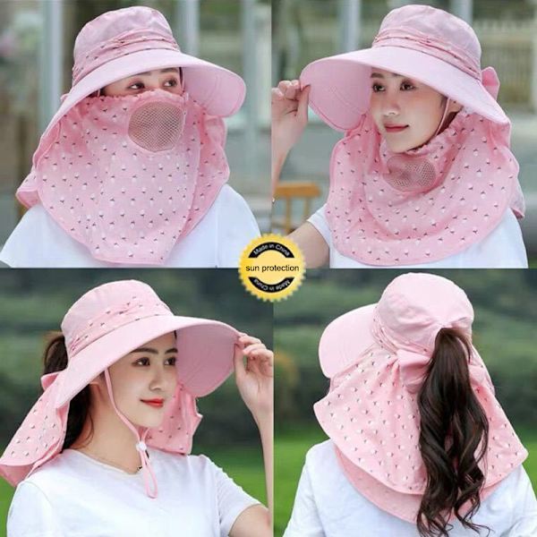 Solhatt Kvinnlig Sommarhatt Cover Ansikte Andningsbar Solhatt Helmatta Gray