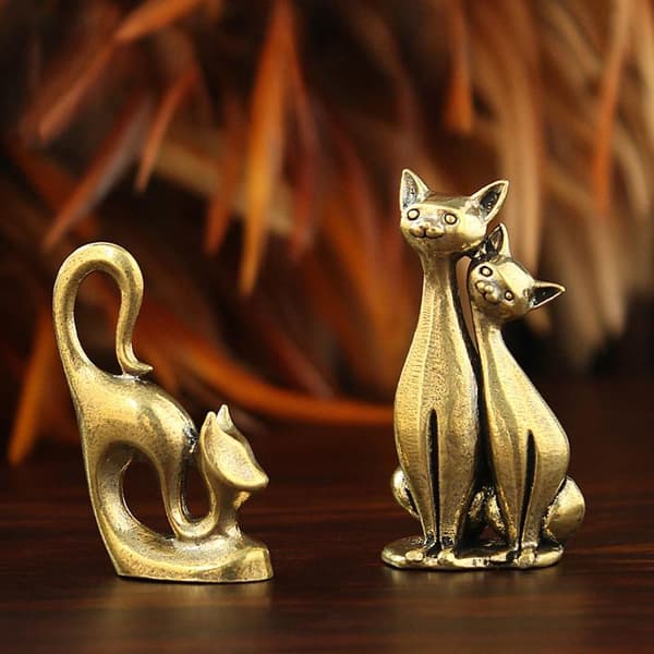 1 st antik mässingskattfigur, minimetallkattstaty, retrodjur A10