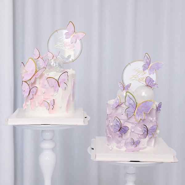 10stk Sommerfuglkake Toppers Gratulerer med dagen Kake Toppers Weddin Purple B