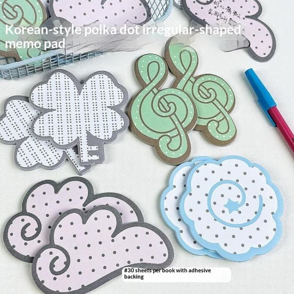 Kawaii Polka Dot Uregelmessig Formede Selvklebende Huskelapper 30 A2