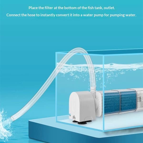 6-i-1 Akvariefilterpump Fisktank Dränkbar Tyst Luft Syre 10W