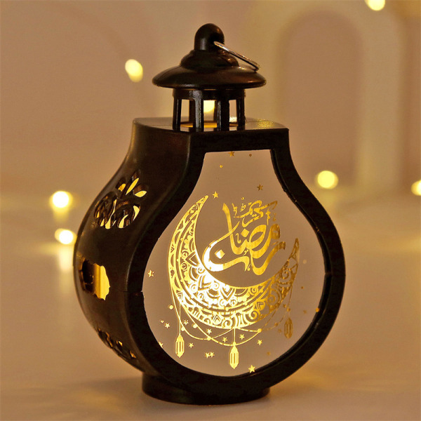 Ramadan Kareem Decor 2024 Led Lantern Light Eid Mubarak Ornamen Black