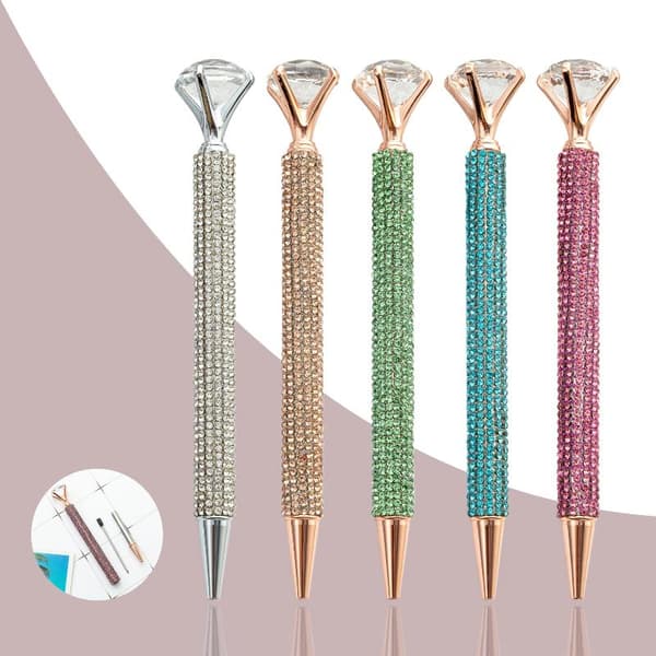 2/5 kpl strassipallokynä isolla kristallipäällä, bling-runko H 2pcs