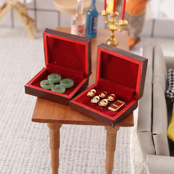 1 sæt 1:12 dukkehus mini træ smykkeskrin modellegetøj til dukke A1