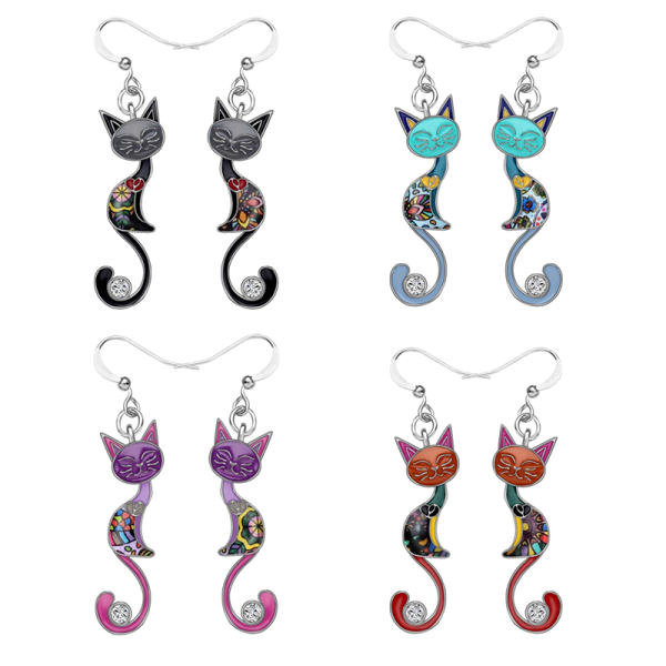 Milangirl Colorful Small Cat Ear Dangle Örhängen för kvinnor Dang A5