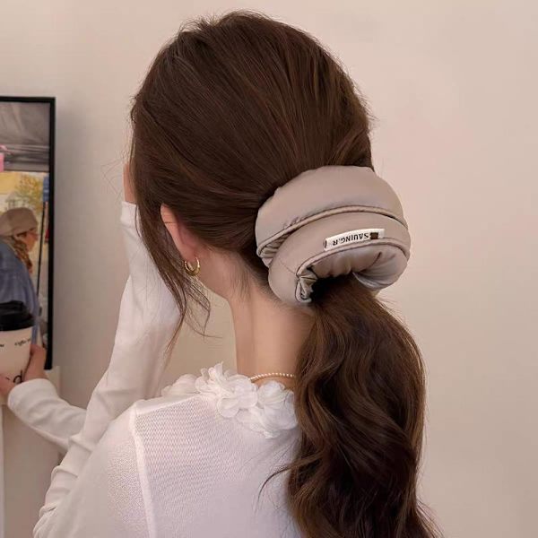 Sponge Sleep Elastisk Hårelastik Hårscrunchies Til Kvinder Beige