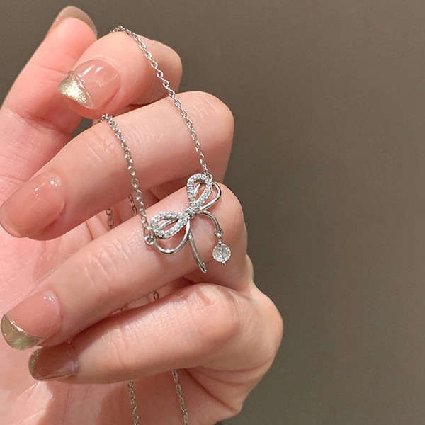 Zircon Bow Knot Anheng Halskjede for kvinner Design Elegant n Fas