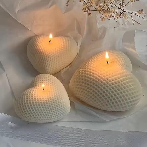 Vævet hjerte silikone lysform DIY gitter hjerte kærlighedsform scene M