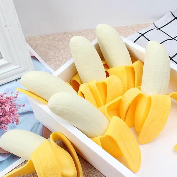 Realistisk Banan Sensorisk Leksak Sträckbar Långsamt Återgående